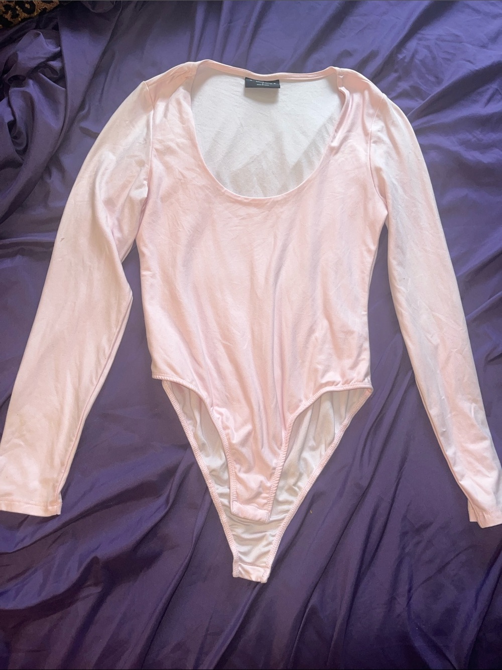 Women’s Long Sleeve Pink Scoop Neck Bodysuit